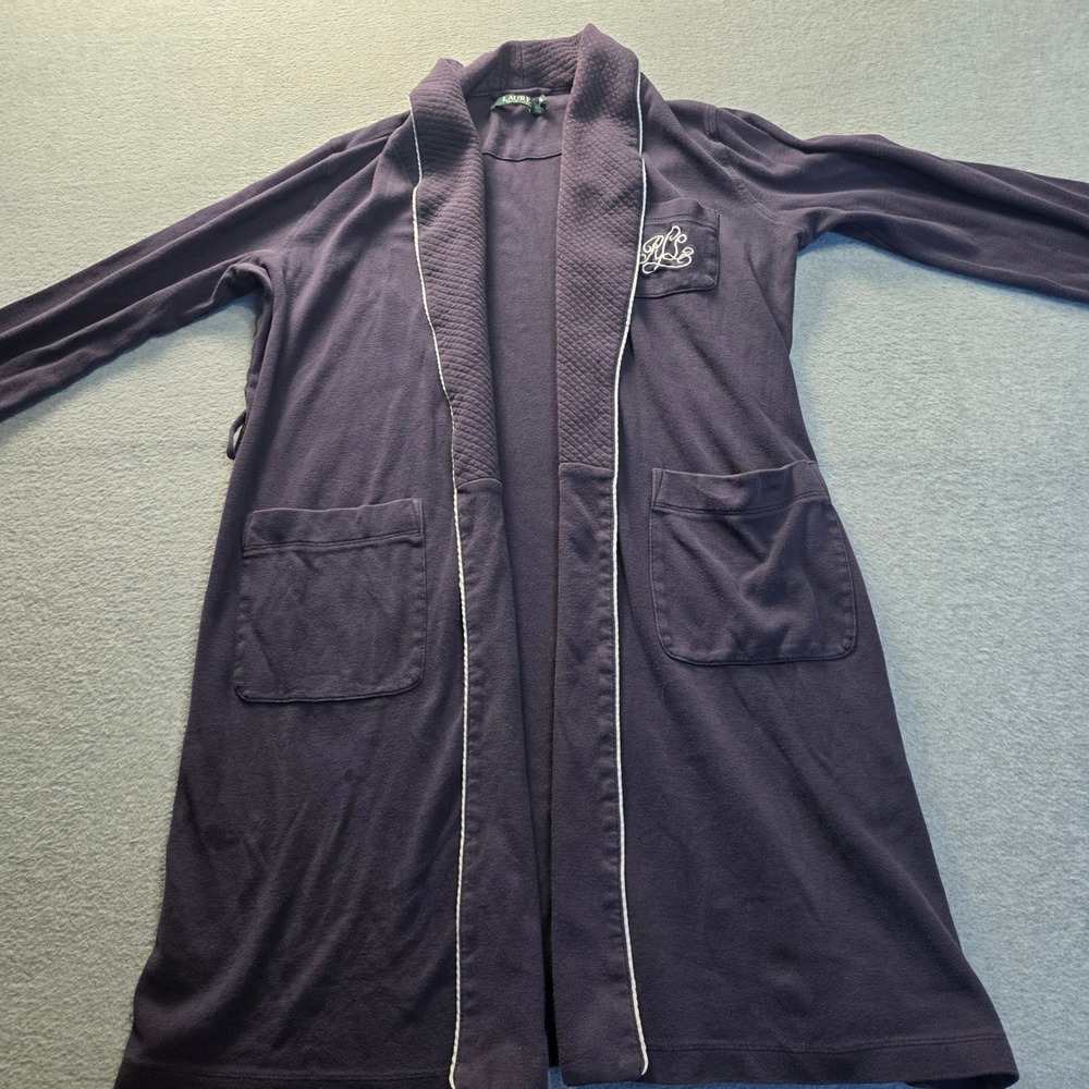 Lauren Ralph Lauren Shawl Collar Lounge Robe Cardigan Womens XS Purple Soft Knit
